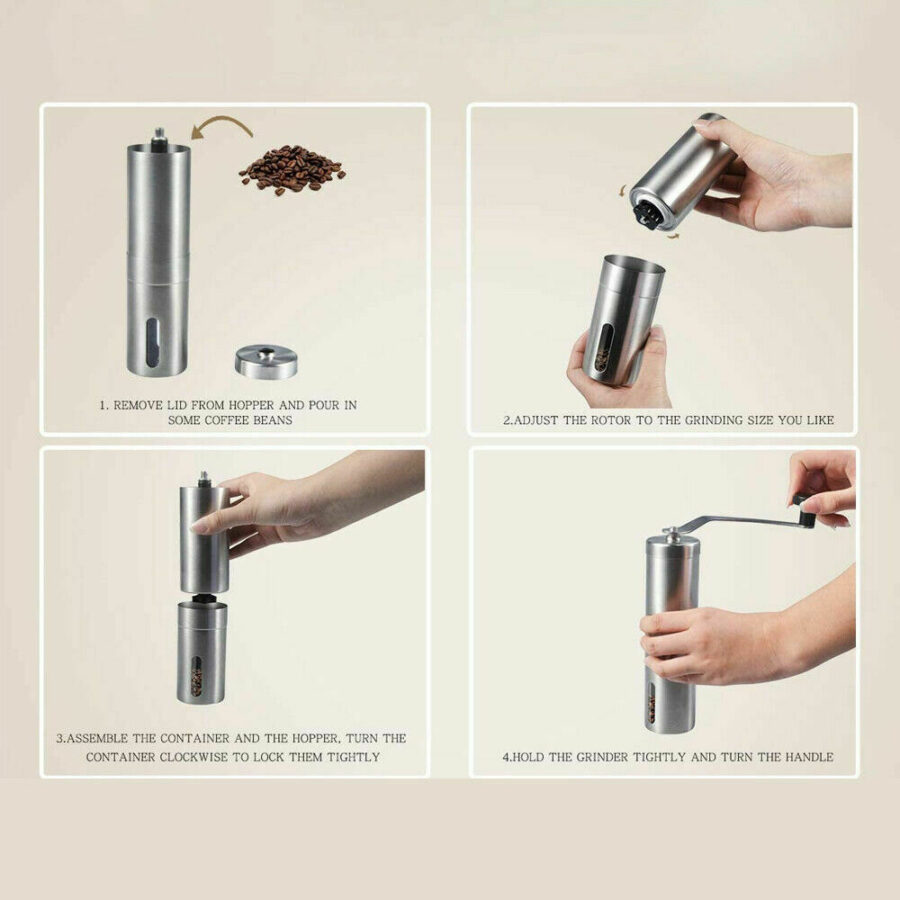 Hand Crank Pepper Conical Burr Grinder Coffee Beans Mill Muller Stainless Steel – Bild 6